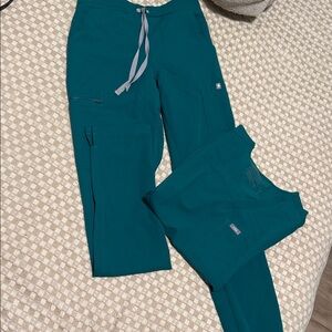 Teal Scrub Set with Drawstring Pants